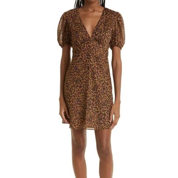STAUD Dresses & Skirts - Staud Milla Puff Sleeve Dress Leopard Size 00
